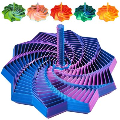 3D Printed Expanded Sensory Fidget Star, Transformable Stress Relief Spiral Toy with Detachable Handle, Sensory Toys for ADHD, Focus & Anxiety Relief, Office Desk Decompression Gift for Adults & Teens