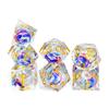 7 Piece Sharp Edge Resin Dice Set with Blue Dragons Pattern and Gold Numbers, Polyhedral DND Dice for Tabletop Role Playing Games (HSSL337) view 1