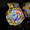 7 Piece Sharp Edge Resin Dice Set with Blue Dragons Pattern and Gold Numbers, Polyhedral DND Dice for Tabletop Role Playing Games (HSSL337) view 2