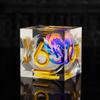 7 Piece Sharp Edge Resin Dice Set with Blue Dragons Pattern and Gold Numbers, Polyhedral DND Dice for Tabletop Role Playing Games (HSSL337) view 4