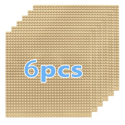 10"x10" Pack of 6 Classic Building Baseplates,Building Toy Base Boards to Build On, Brick Toy Builders Mat Compatiable with All Major Brands and Activity Table-Base plate for DIY Play (Sand)