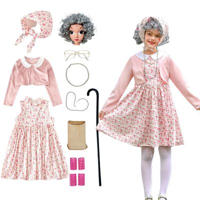 100 Days of School Costume Boy 100 Days of School Costumes 10 Pcs Old Lady Costume for Kids Funny Granny Dress Up Girls Party Outfits 100th Day