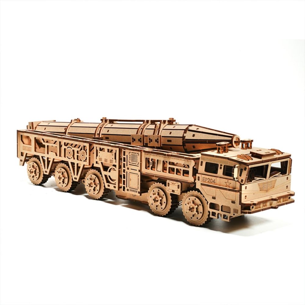 3D Wooden Model Kit for Adult, DF-21D Missile Truck Mechanical with 3 Transformable Modes, Engineering Display for Desk & Shelf Decor, Collectible Craft Gift for Adult Hobbyists (338PCS)