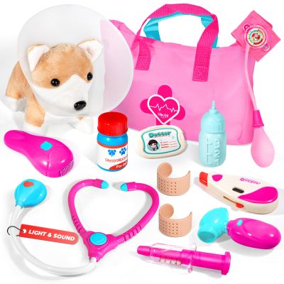 Doctor Kit for Toddlers 3-5 - Preschool Pretend Play Medical Kit with Dog Toy,