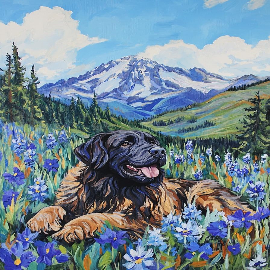 Dog in Flower Valley 500 Pieces Puzzles for Adults, Animal Challenging Jigsaw Puzzles for Adults, Home Wall Art Decor Gift 15.2 * 20.8 Inch