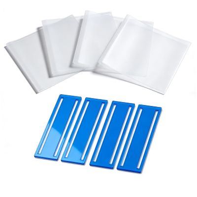 4 Sets Mahjong Card Sleeve and Line Finder for 2025 2026 Mahjong Cards, Clear Acrylic Line Reader Strips & Durable PVC Card Protector Covers with Storage Bag, Fits Large Print Scorecards (Blue)
