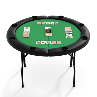 Garvee 8 Player Folding Poker Table with Casino Grade Felt & Cup Holders, 48 Inch Round Design Card Table for Texas Holdem, Home Game Nights, Man Cave