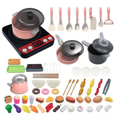 71 Pieces Toy Kitchen Accessories - Cooking Sets, Play Food Sets for Kids, Pretend Cooking Pots Pans with Sound Kitchen Accessories for 3-8 Years Old Girls Boys Baking Christmas Party