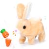 IGUOCY Realistic Bunny Toy, Easter Bunny Plush Toy, Interactive Hopping Rabbit with Carrot, Robot Bunny with Sounds, Wiggling Ears, Twitching Mouth and Nose, Easter Basket Birthday Gift (Brown) view 1