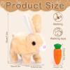 IGUOCY Realistic Bunny Toy, Easter Bunny Plush Toy, Interactive Hopping Rabbit with Carrot, Robot Bunny with Sounds, Wiggling Ears, Twitching Mouth and Nose, Easter Basket Birthday Gift (Brown) view 2