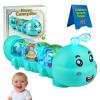 1nfzkcn Glowing Crawling Caterpillar Toy, Lighted Caterpillar Design Tummy Time Musical Toy, Interactive Light up Moving Animal Toys, Push and Pull Toys with Light and Music, Birthday Gifts(Blue) view 1