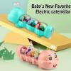 1nfzkcn Glowing Crawling Caterpillar Toy, Lighted Caterpillar Design Tummy Time Musical Toy, Interactive Light up Moving Animal Toys, Push and Pull Toys with Light and Music, Birthday Gifts(Blue) view 2