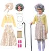 100 Year Old Costume for Girls Old Lady Costume for Kids 100 Day of School Grandma Dress Up Outfits 10 Pc Funny Granny Costumes Kids Size 3-10 view 1