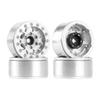 AMZSTAR 4Pcs 1.55 Inch Beadlock Wheel Rims,Aluminum Alloy Metal RC Vehicle Wheel Hubs for 1/10 RC Crawler Car Upgrade Parts for Axial SCX10 D90 TF2 CC01 UTB18 Tamiya (Silver) view 2