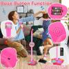 Star Microphone with Stand, with Light, Adjustable Height, Stand Got Built-in Music Colorful Lights, Echo Effects (Pink) view 2