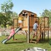 Natural Fir 9-in-1 Outdoor Playhouse - Backyard Slide & Sandbox Playhouse for Kids Ages 3-10 with Play Kitchen, Growth Chart & Safety Rails view 1