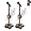 Star Microphone with Stand, Machine Toy with Music & Light, Got Built-in Music Colorful Lights Echo Effects, Microphone Toy Machine, for Singing, Musics Play, Fun, Adjustable Height (2 * Black) view 1