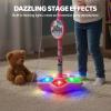 Star Microphone with Stand, Machine Toy with Music & Light, Got Built-in Music Colorful Lights Echo Effects, Microphone Toy Machine, for Singing, Musics Play, Fun, Adjustable Height (2 * Black) view 2
