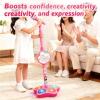 Star Microphone with Stand, Machine Toy with Music & Light, Got Built-in Music Colorful Lights Echo Effects, Microphone Toy Machine, for Singing, Musics Play, Fun, Adjustable Height (2 * Black) view 3