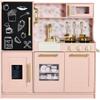 Best Choice Products Pretend Play Kitchen Wooden Toy Set for Kids w/Realistic Design, Telephone, Utensils, Oven, Microwave, Sink - Plush Pink view 1