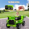 12V Ride on Dump Truck with Remote Control, Electric Toy Car, 4-Wheeler Construction Vehicles with Dumping Bed & Music (Green) view 4
