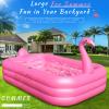 2026 Inflatable Pool with Lights, Solar Flamingo Swimming Pool for Adults Inflatable Blow up Pool, Durable Thickened Pool for Backyard,Outdoor,100"X63"X20"-Red view 4