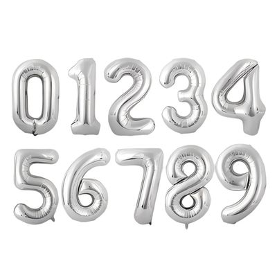 10 Pcs Silver Number 0-9 Balloons 16 Inch Number Mylar Foil Balloons Custom Digital Balloon for Birthday Party Baby Shower Anniversary Party Decorations (Silver)