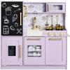 Best Choice Products Pretend Play Kitchen Wooden Toy Set for Kids w/Realistic Design, Telephone, Utensils, Oven, Microwave, Sink - Lavender view 1