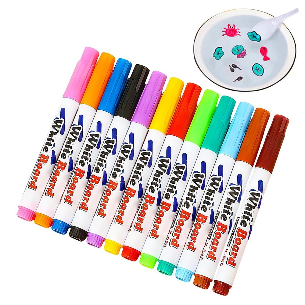 12 Colors Magicals Water Painting Pen, Painting Floating Water Pens, Bath Colouring Pens, Floating Ink Drawings Set with Spoon, Watercolor Pen Set for Kids, Improve Drawing and Imagination