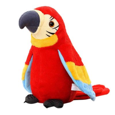 Aoaoy Electric Talking Parrot Toy, Talking Bird Toy Repeat What You Say Stuffed Animal Plush Toys for Kids Boys Girls Christmas Birthday (Red)