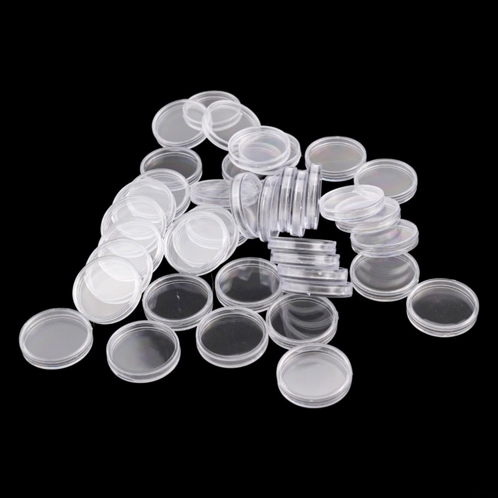 28mm Coin Capsules 100 Pack - Clear Plastic Coin Holders for Protective Coin Collecting Supplies, Reusable Transparent Coin Storage Cases with 32x5.6mm Outer Diameter