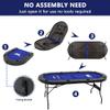BEHOO 8 Player Folding Poker Tables, Texas Holdem Table with Padded Rails & Cup Holders, Foldable Casino Poker Table, Oval Blackjack Tables Foldable Leisure (Blue) view 4