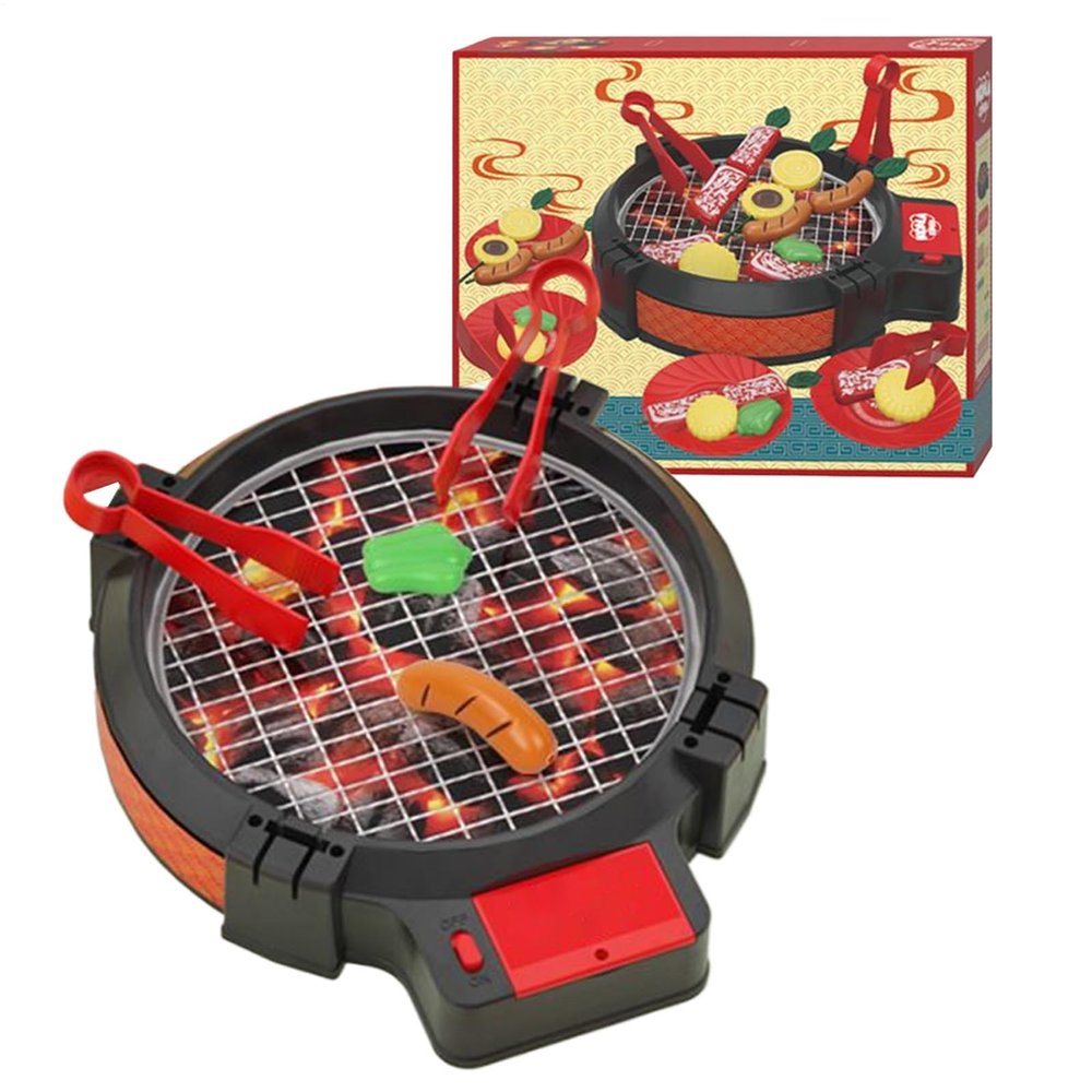 Genrico Barbecue Grill Toy - Interactive Kitchen Accessories Electric Grill Utensils Safe to Simulate Supporting Learning Coordination