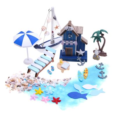 26 Pieces Beach Miniature Doll House Decoration,mini Ulated Miniature sea World Dolls Model Kit, for Kids Dolls House, Miniatures Summer Beach Scene Props