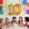 10 Pcs Gold Number 0-9 Balloons 16 Inch Number Mylar Foil Balloons Custom Digital Balloon for Birthday Party Baby Shower Anniversary Party Decorations (Gold) view 4