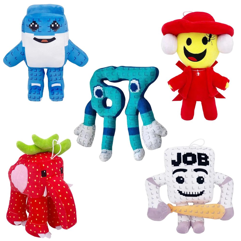 5-Pack Steal a Brainrot Plush Cushion Set  Strawberry Elephant & Brainrot 67 (11.8-Inch)  Soft Huggable Decor Pieces for Rooms & Relaxation