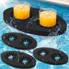 LemonRoad 4 Pcs EVA Foam Floating Drink Holder for Pool Refreshment Table Tray with Phone Slot Portable Non-Inflatable Floating Tumbler Pool Bar Accessories for Hot Tub Beach Swimming (Double,Black) view 1