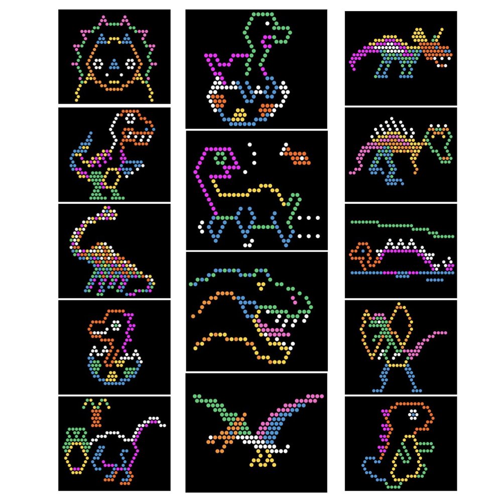 Dinosaur Theme - Pattern Refill Template Sheets for Lite Brite Ultimate Classic - 14 Pack