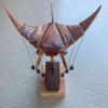 Handmade Wooden Devil Fish Sculpture, Simulation Stingray Bat Ray Carving Ornament with Display Stand view 3