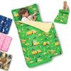 Primlect Toddler Nap Mat with Removable Pillow and Fleece Blanket, Extra Large 55''x35'' Sleeping Bag, Washable, Light, Easy to Roll up, Perfect for Daycare, Preschool, Kindergarten, Travel, Green Car view 1
