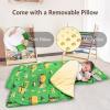Primlect Toddler Nap Mat with Removable Pillow and Fleece Blanket, Extra Large 55''x35'' Sleeping Bag, Washable, Light, Easy to Roll up, Perfect for Daycare, Preschool, Kindergarten, Travel, Green Car view 3