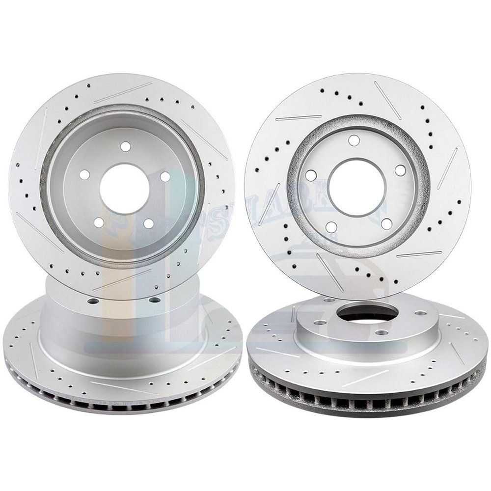 2X Front and 2X Rear Disc Rotors For 1997-2005 Replacement For OEM Blazer Drill Slot