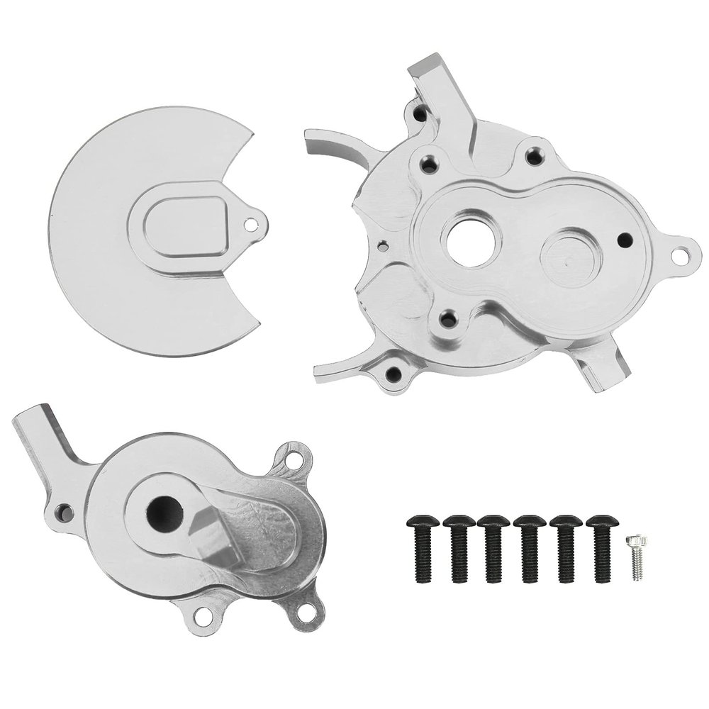Aluminum Alloy Transmission Case Housing Set, RC Gearbox Cover for Redcat GEN8 1/10 RC Car, CNC Machined PTFE Coated Hardened Alloy 6061 - T6, Lightweight Durable Gearbox Shell wit (Silver)