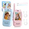 BHMNDSKY Video Walkie Talkies for Kids,with Long-Distance Transmission and High-Definition Display,Suitable As Gifts for Boys and Girls Aged 3-12,Perfect for Family Games (Pink + Blue) view 1