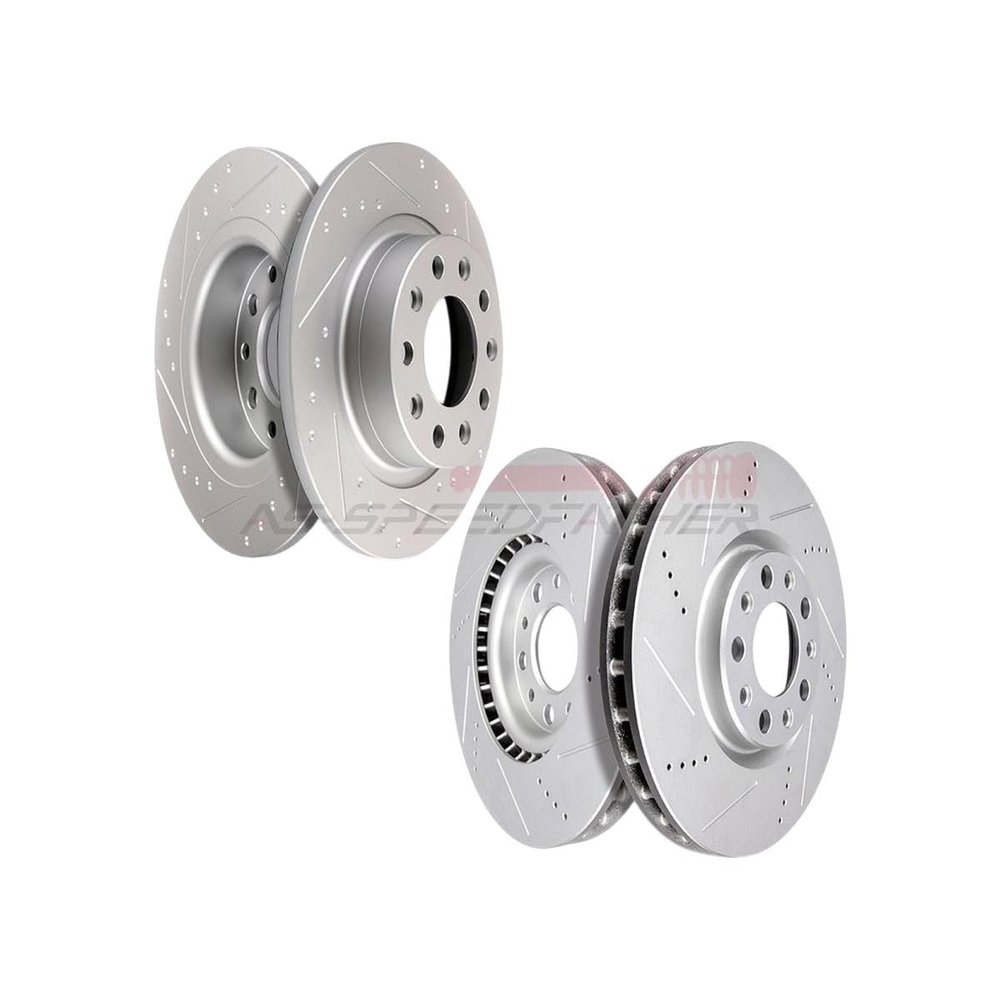 Front + Rear Discs Rotors For 2013-2016 Replacement For OEM Drill Slot 4pcs