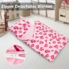 Primlect Toddler Nap Mat Extra Large Thickened 55''x35'', Soft Sleeping Bag with Detachable Minky Blanket and Pillow, Portable for Daycare, Preschool, Kindergarten, Travel, Boys and Girls, Pink Heart view 2