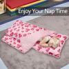 Primlect Toddler Nap Mat Extra Large Thickened 55''x35'', Soft Sleeping Bag with Detachable Minky Blanket and Pillow, Portable for Daycare, Preschool, Kindergarten, Travel, Boys and Girls, Pink Heart view 4
