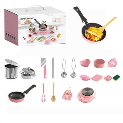 Kids Real Cooking Set, 22Pcs Food-Grade Stainless Steel Junior Chef Kit with Knife & Tools, Beginner Educational Cooking Toys, Mini Kitchen Utensils for Boys Girls (Pink)