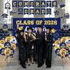 2026 Graduation Decorations - Navy Blue and Gold Graduation Decorations Set Congrats Grad Banner & Backdrop, Porch Sign, Hanging Swirls, Balloons, Honeycomb Centerpieces for Congrats Grad Party Decorations view 4