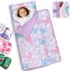 Primlect Toddler Nap Mat Extra Large Thickened 55''x35'', Soft Sleeping Bag with Detachable Minky Blanket and Pillow, Portable for Daycare, Preschool, Kindergarten, Travel, Boys and Girls, Purple view 1